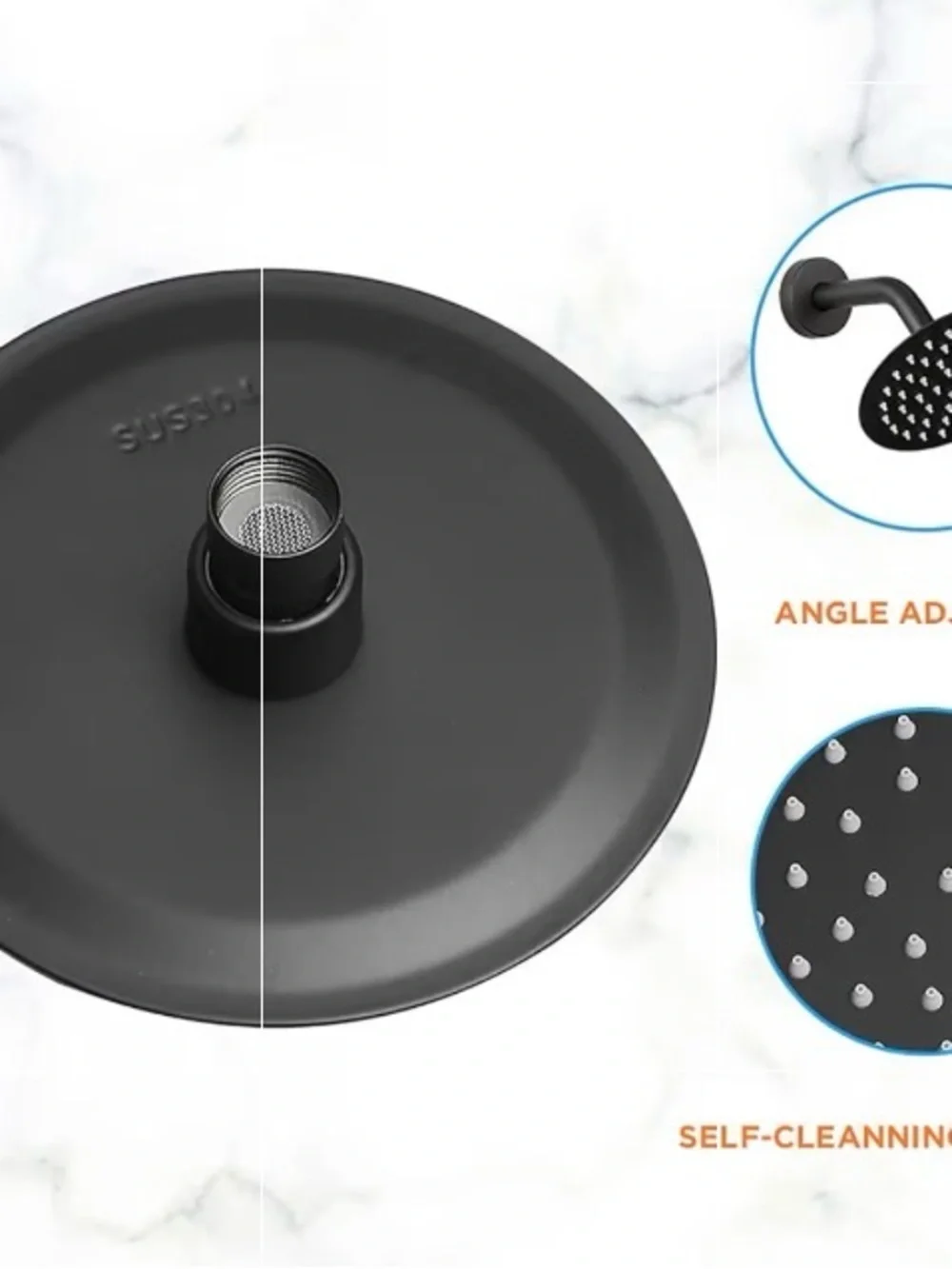 Matte Black Rain Shower Head and Valve Trim Set